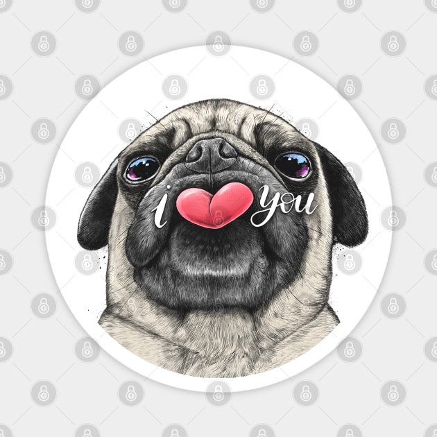 Pug loves you Magnet by NikKor